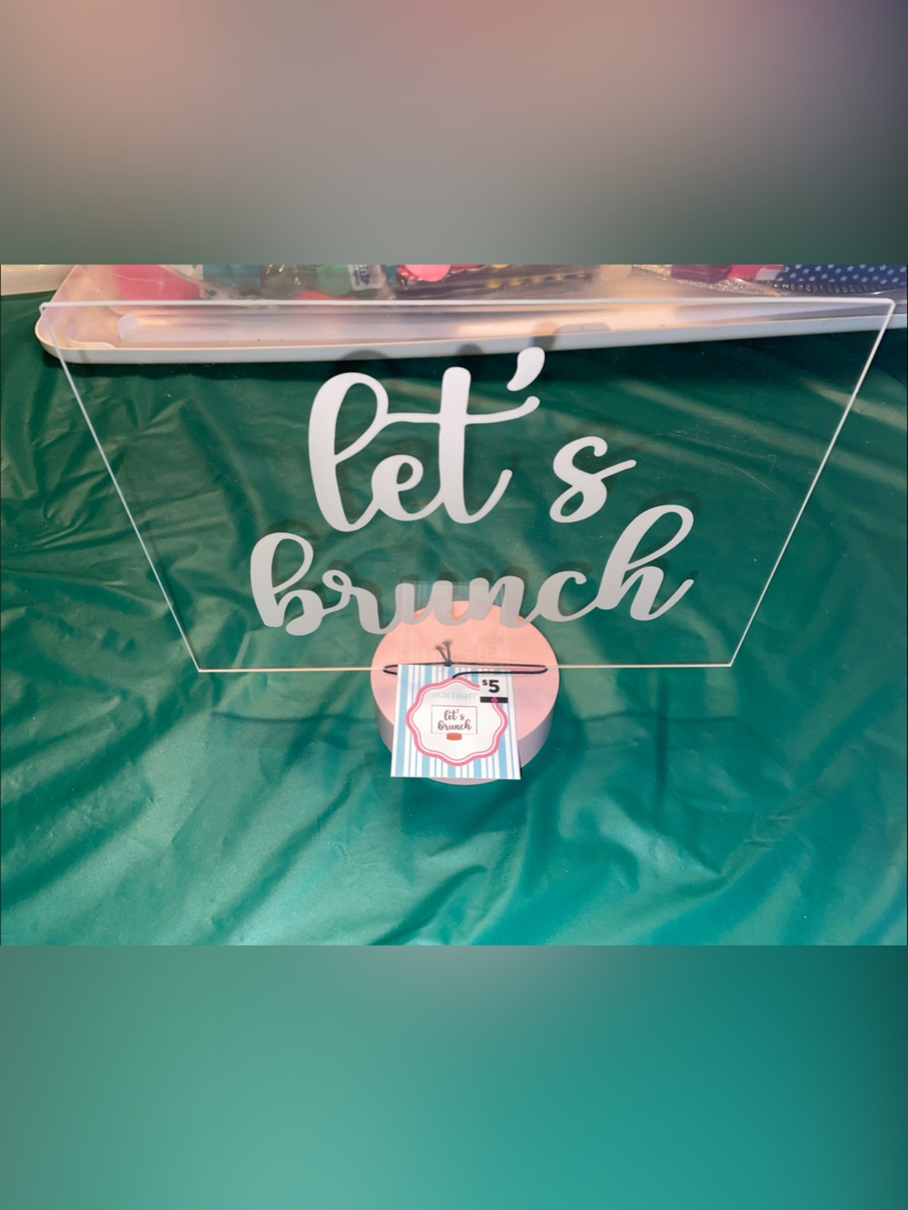 Pink Acrylic "Let's Brunch" Party Sign